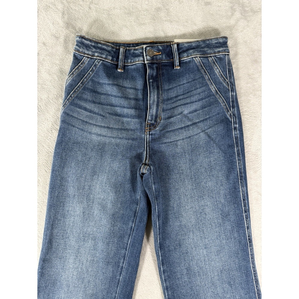 KanCan Women's Dark Blue Wide Leg Flare Jeans - Picture 2 of 11